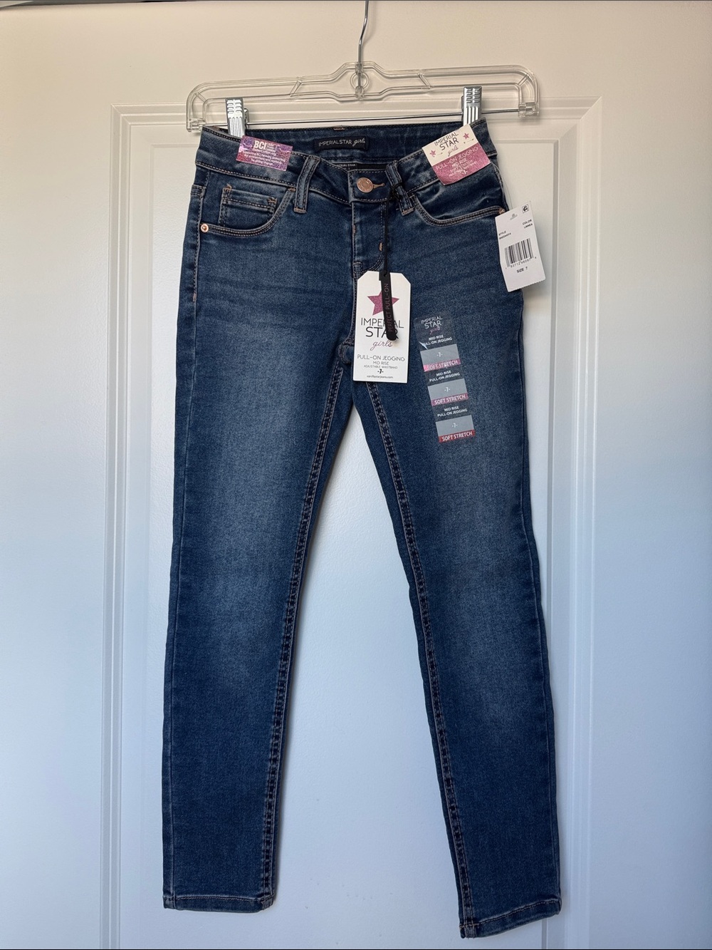MWT Imperial Star Girls Dark Blue Pull-On Skinny Jeans Size 12